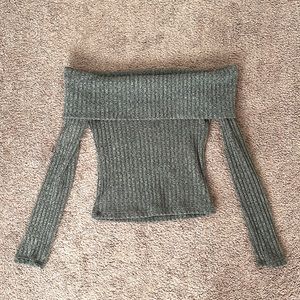 Off the shoulder forest green sweater